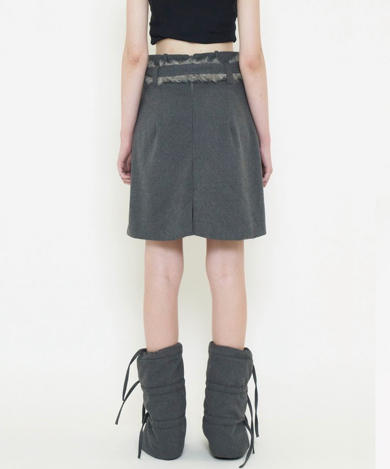  FUR BELT MIDI SKIRT