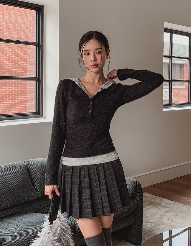 ULAN（ユレン）の「Sob Button Stripe Layered Hood（Tops）」
