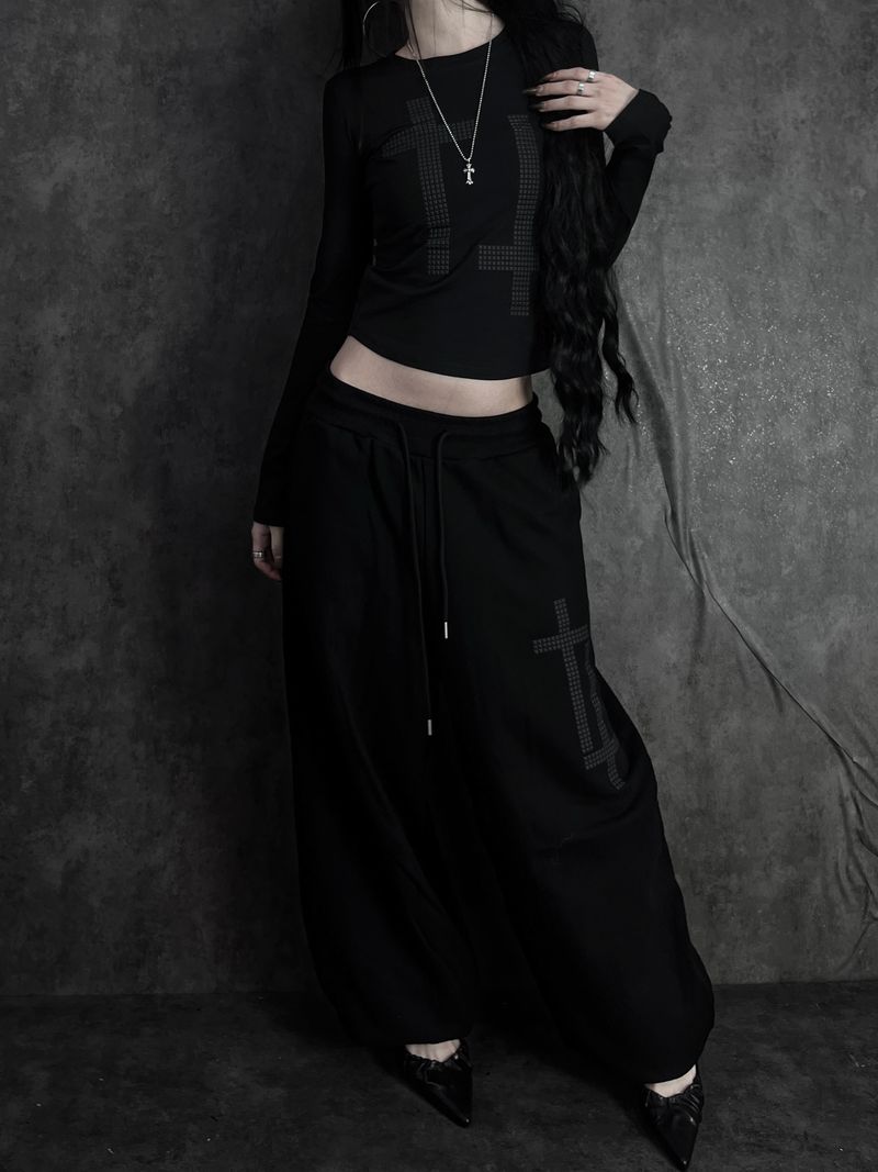 cross square stud pants (2color)