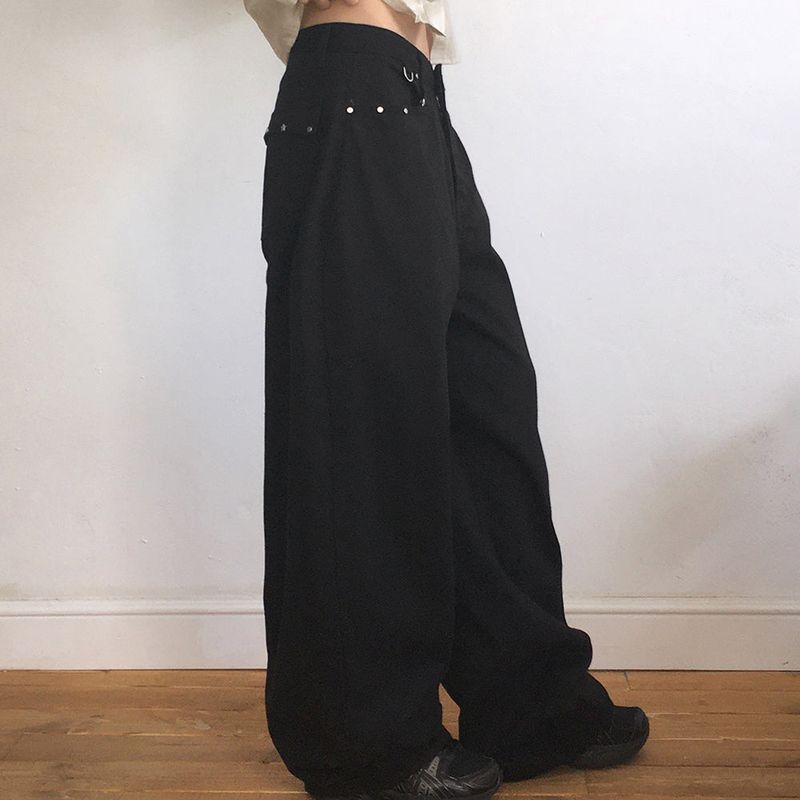 Benon Star Rivet Wide Cotton Pants