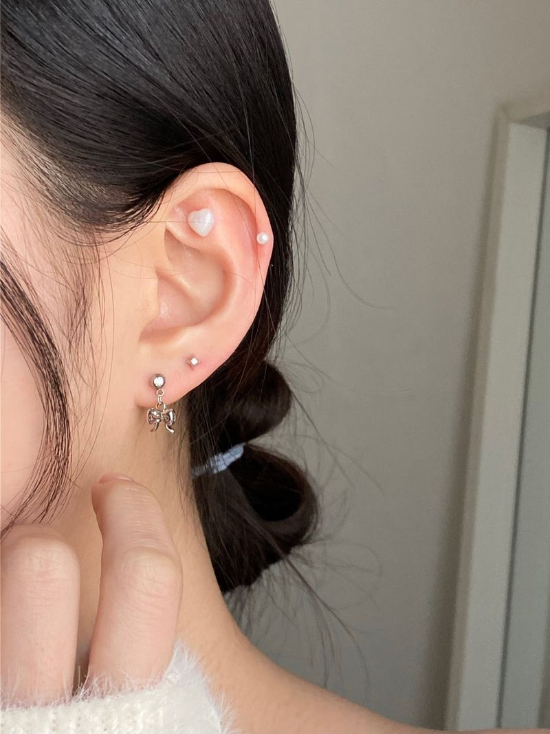 [4 set] ballet ribbon pearl piercing set