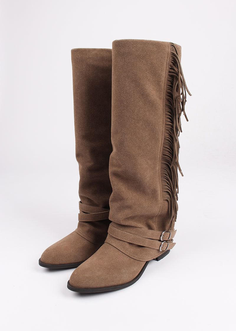 FRINGE SUEDE LONG BOOTS