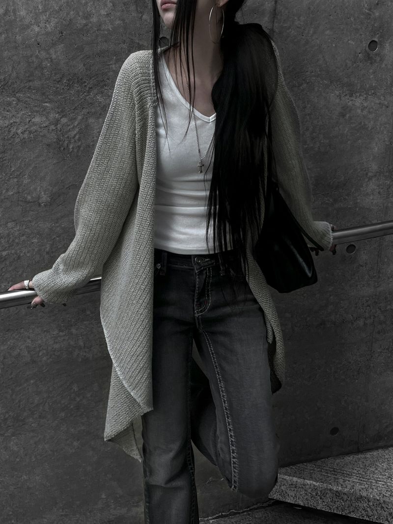 strap frey knit cardigan (2color)