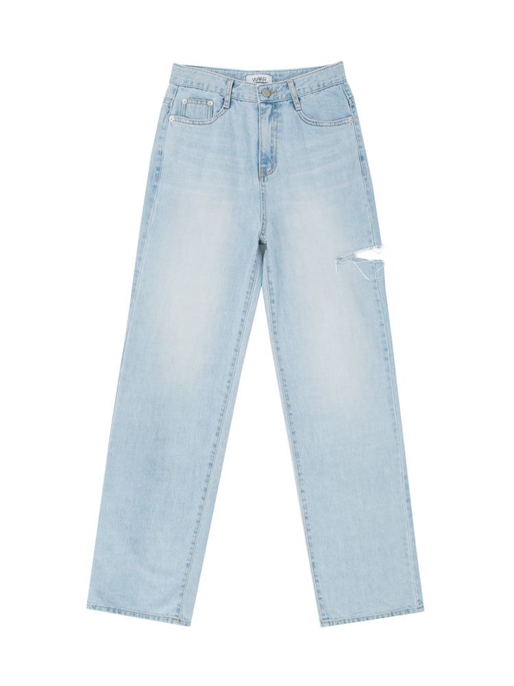 W1014 DAMAGE WIDE DENIM PANTS