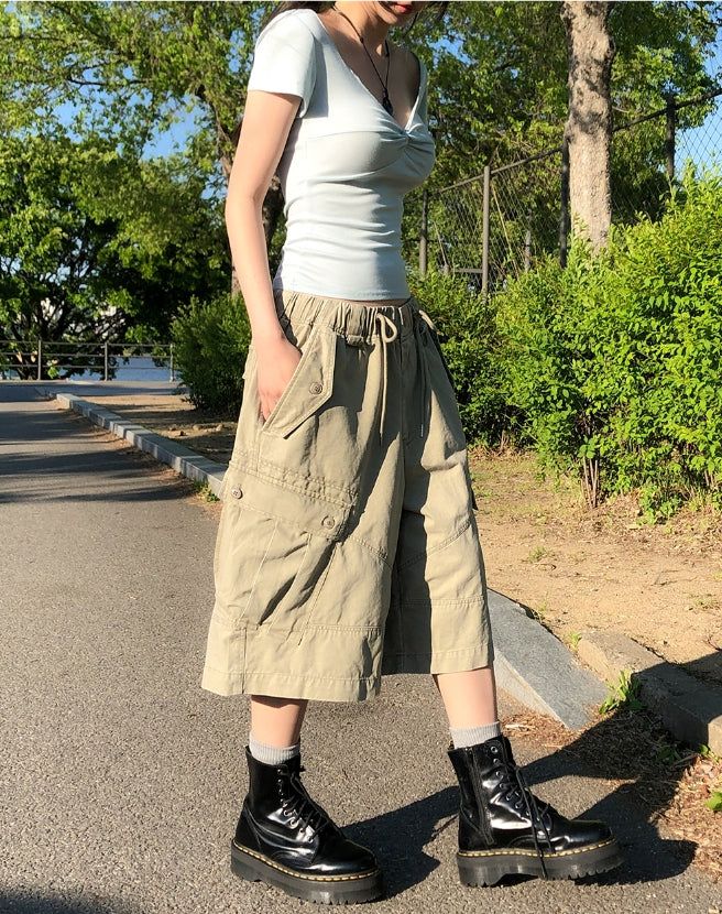 Keshi Pigment Washed Cargo Bermuda Shorts