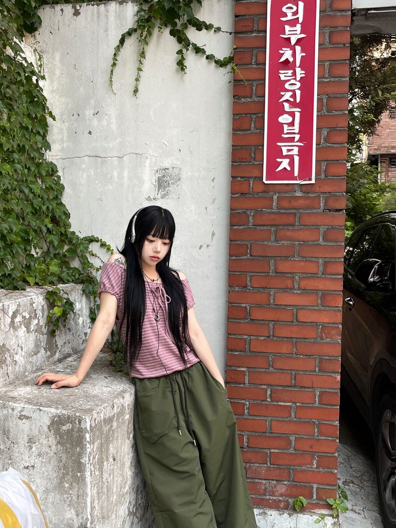 Irmi Nylon Bizo Snap Wide Pants