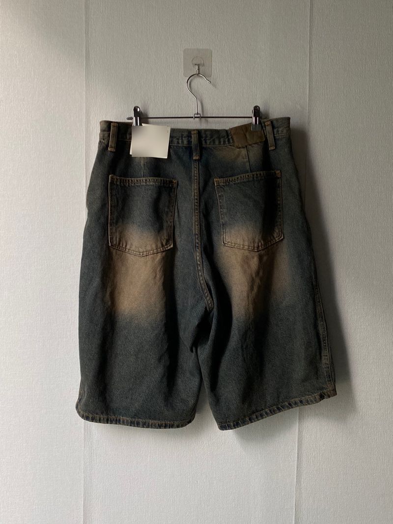 Dying Washing Denim Half Pants