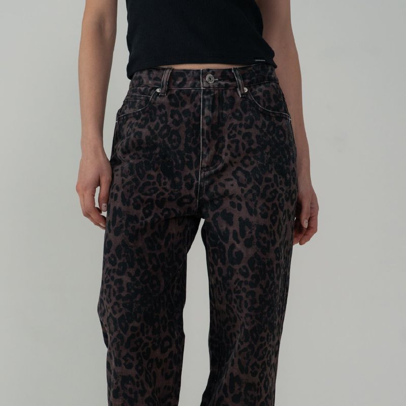 LEOPARD WIDE PANTS (WINE)