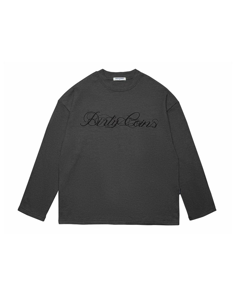 DirtyCoins（ダーティーコインズ）の「DirtyCoins Script Waffle LS T-Shirt Grey（Tops）」