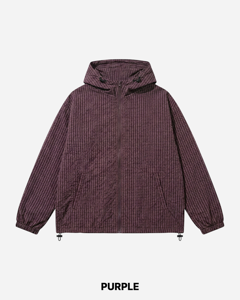 Burnt Check Hood Windbreaker