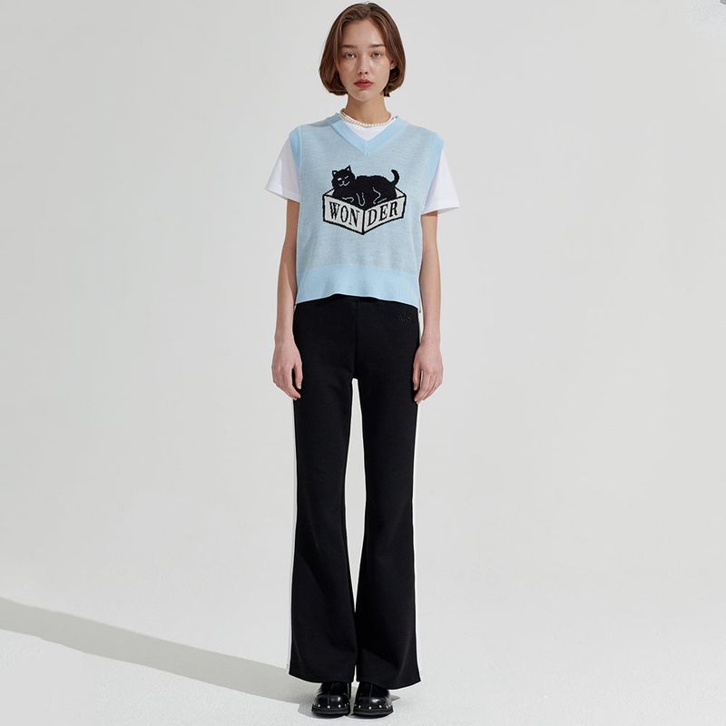 wonder visitor（ワンダービジター）の「Box Cat Knit vest [Light Blue]（Tops）」