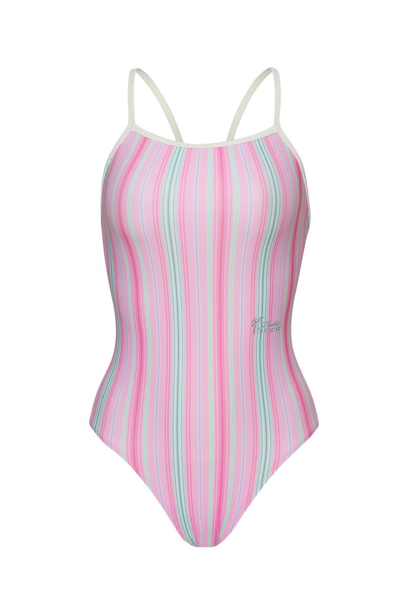 [Milky Stripes_pink candy] One Piece Swimsuit