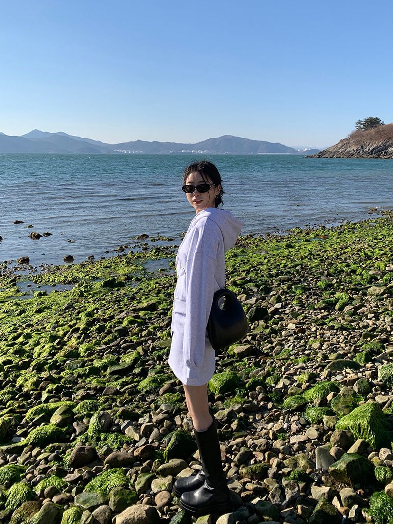 [MADE] Stern hip crop two-way hood zip-up -basic