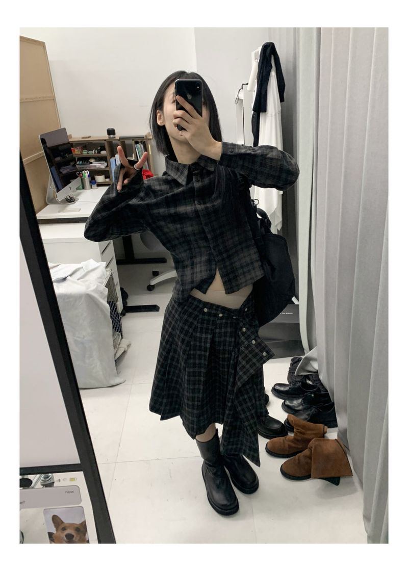 WOOHWA(ウファ)の「 CHECK EYELET SKIRT(Skirts)」