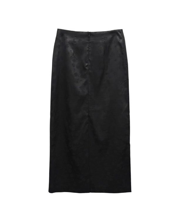 Rose Jacquard Satin Long Skirt