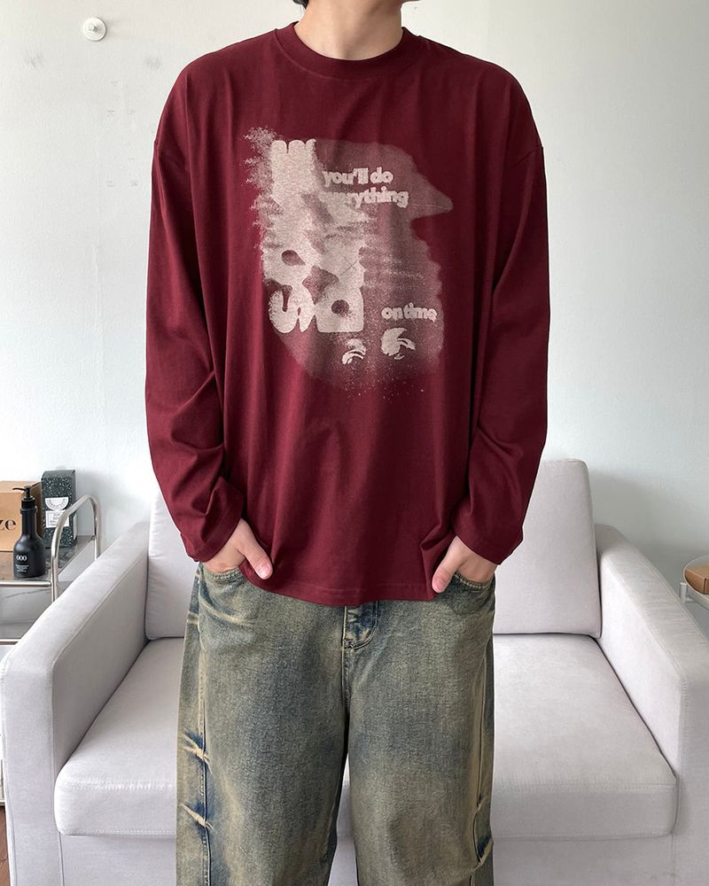 Shadow printed long-sleeved shirt