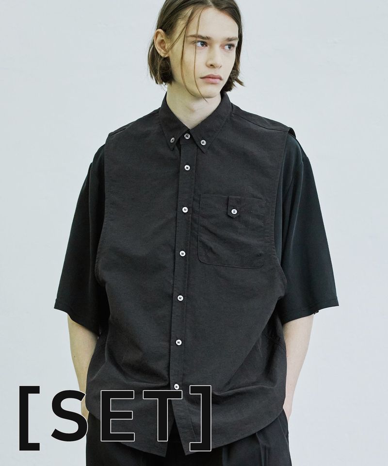 S SY(エスエスワイ)の「sleeveless nylon shirt & modal tshirt set black(Tops)」