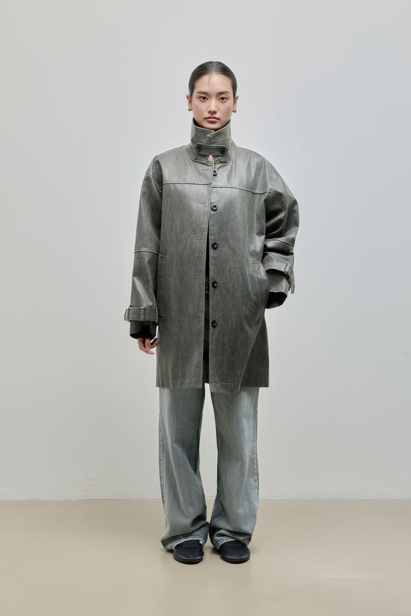 Vintage Leather Half Coat