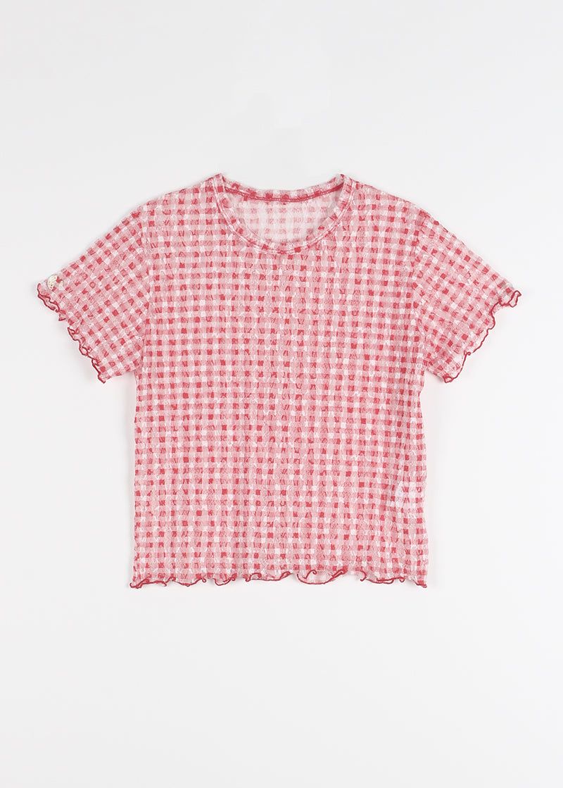 LACE CHECK TEE