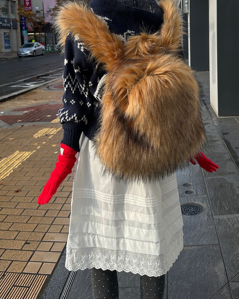 Raccoon Fake Fur Backpack