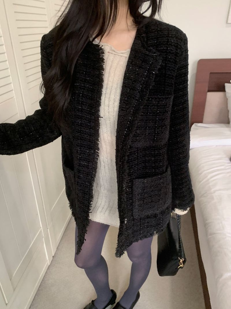 IF classic oversized tweed quilted jacket