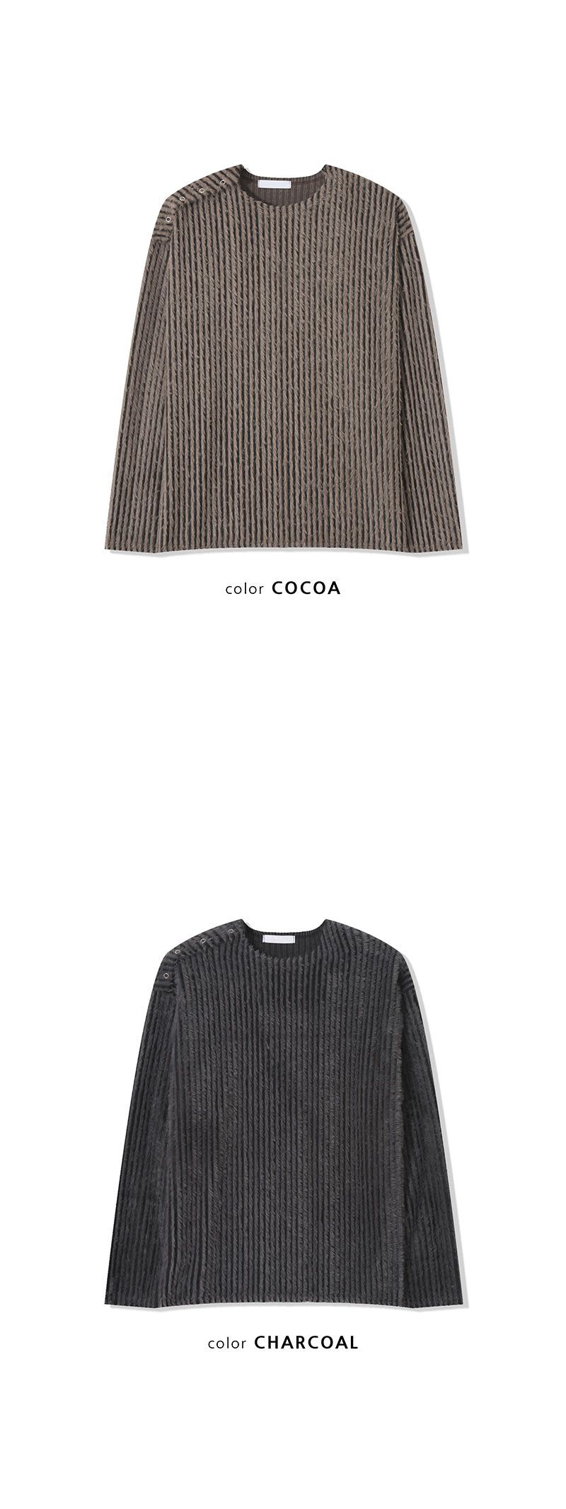  [S/S] Stripe snap henry neck sleeves(2color)