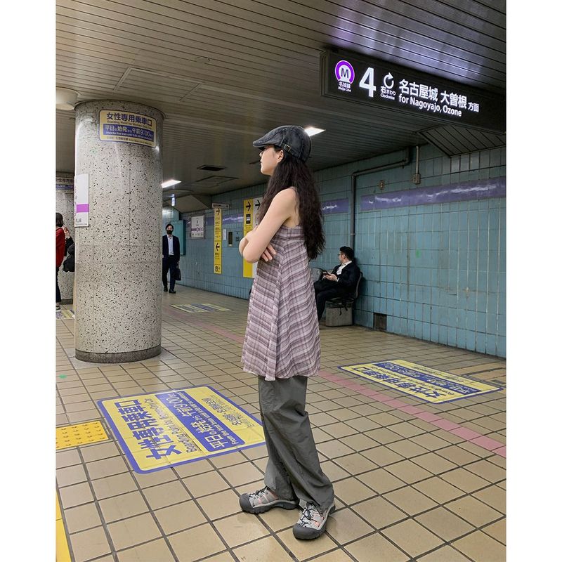 bead checkered dress