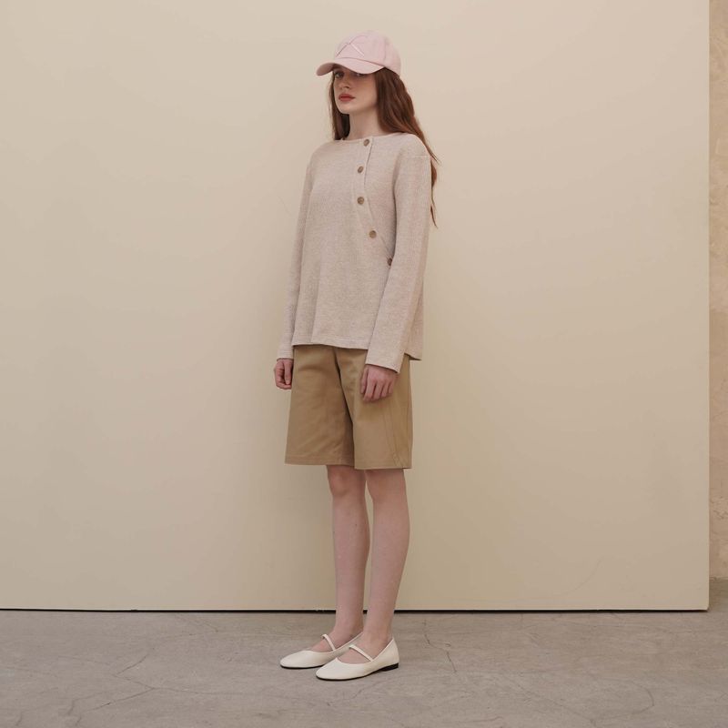 Oat Waffle Button Tee