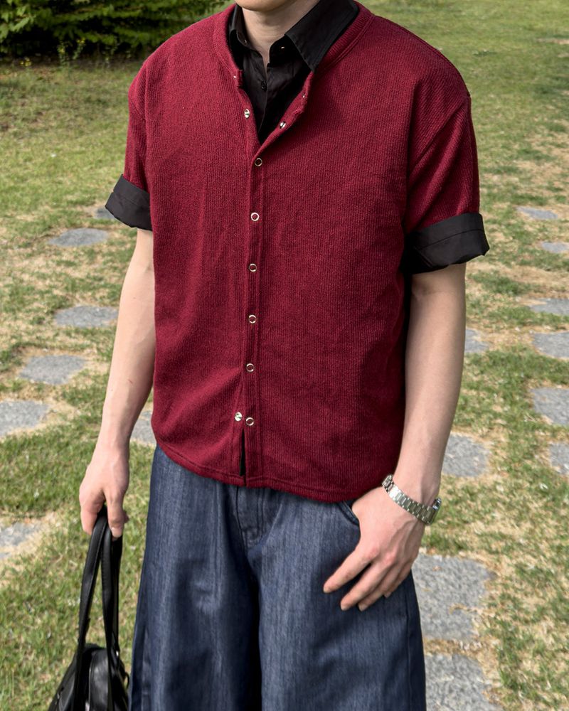 Ruric Rib Snap Half Sleeve Cardigan