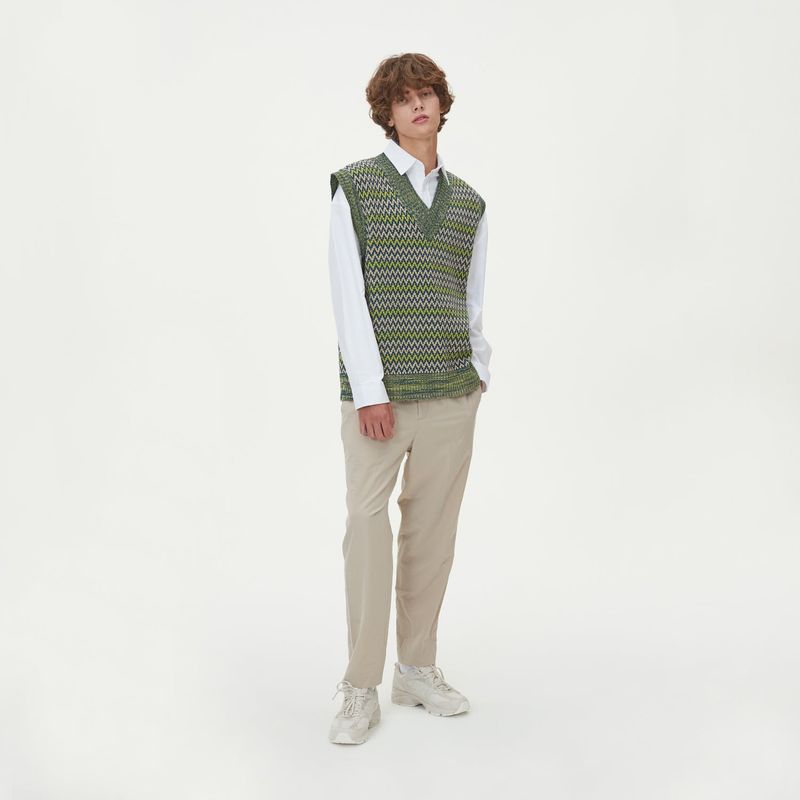 BLONDNINE(ブロンドナイン)の「ETHNIC JAQUARD KNIT VEST_GREEN(Tops)」