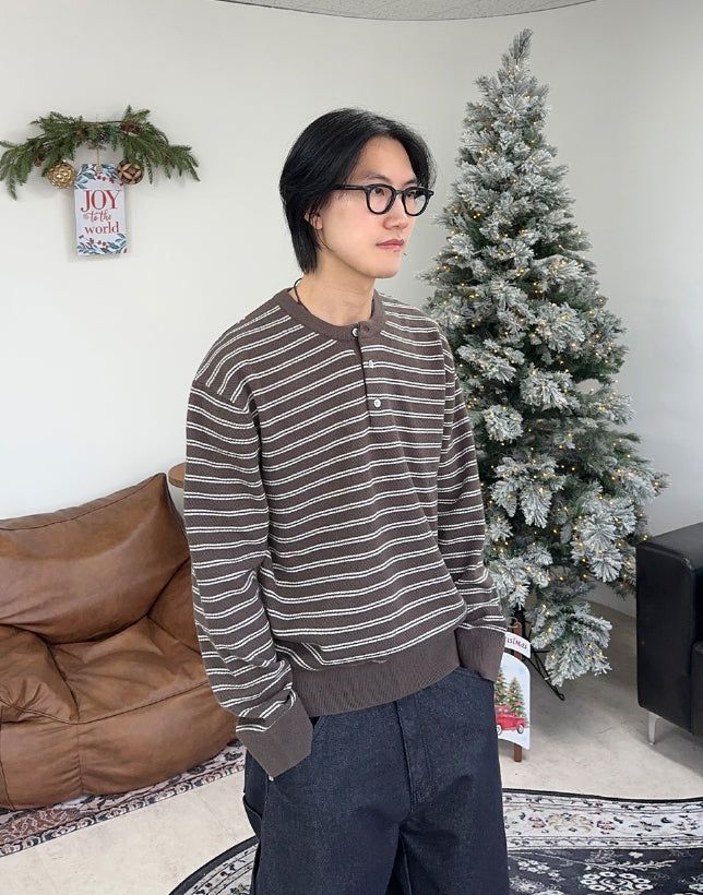 Lao Henley Neck Knit Long Sleeve
