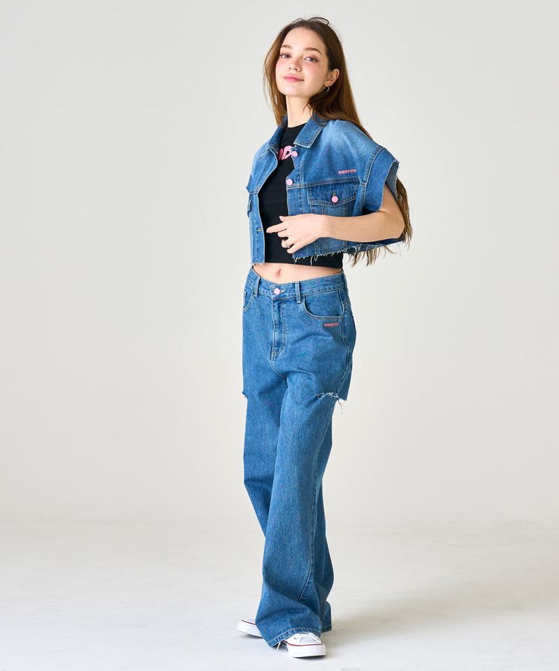 MP HALF CUTTING DENIM PANTS