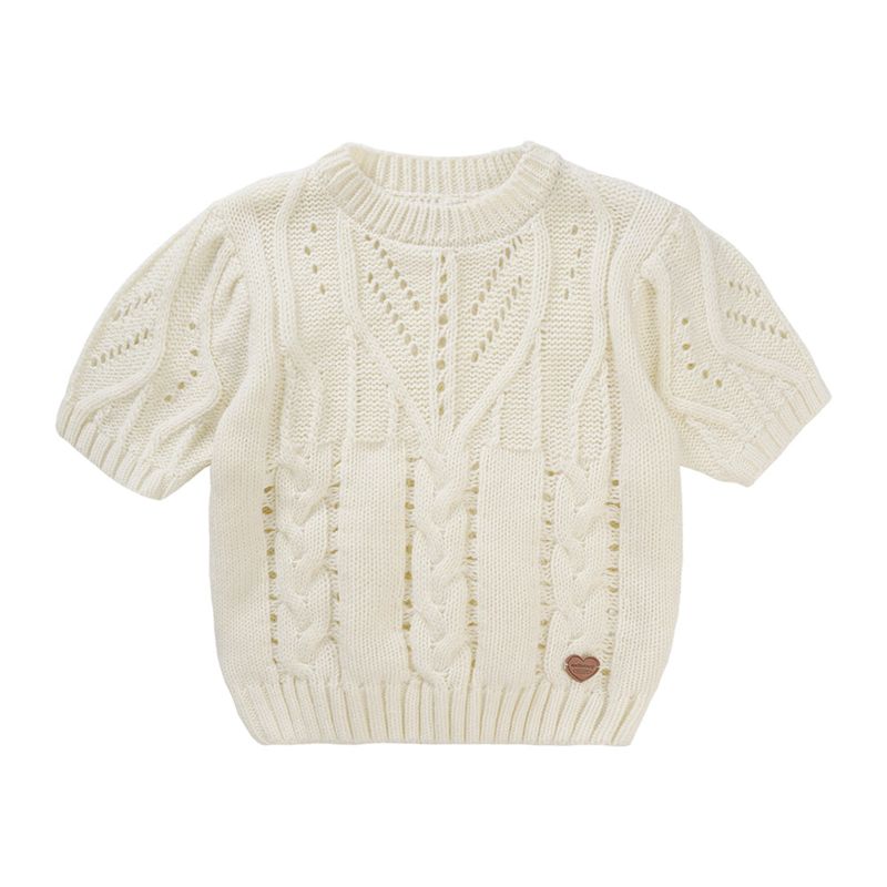 CABLE KNIT SHORT-SLEEVED TOP (IVORY)