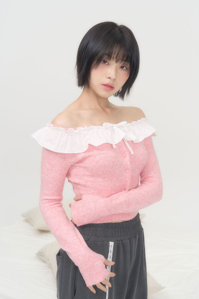 FRILL CROP CARDIGAN (PINK)