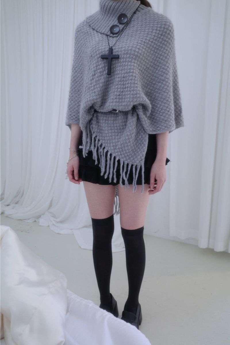 Yui button knit cape (3color)