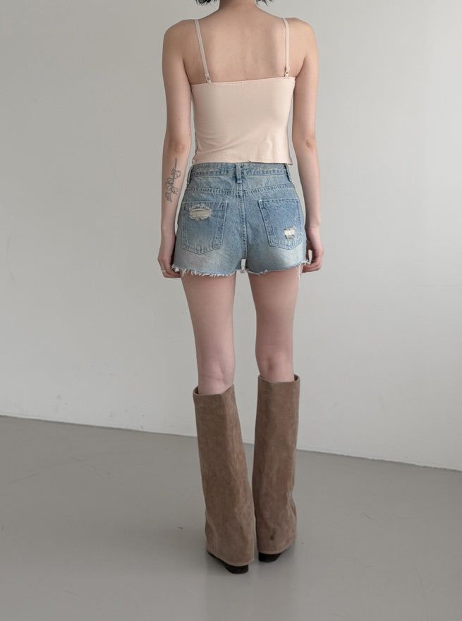 Yusu Damaged Denim Shorts