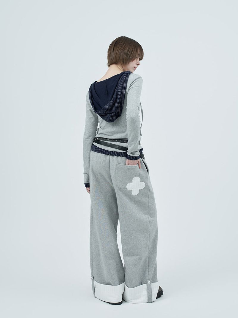lace folding sweatpants / gray