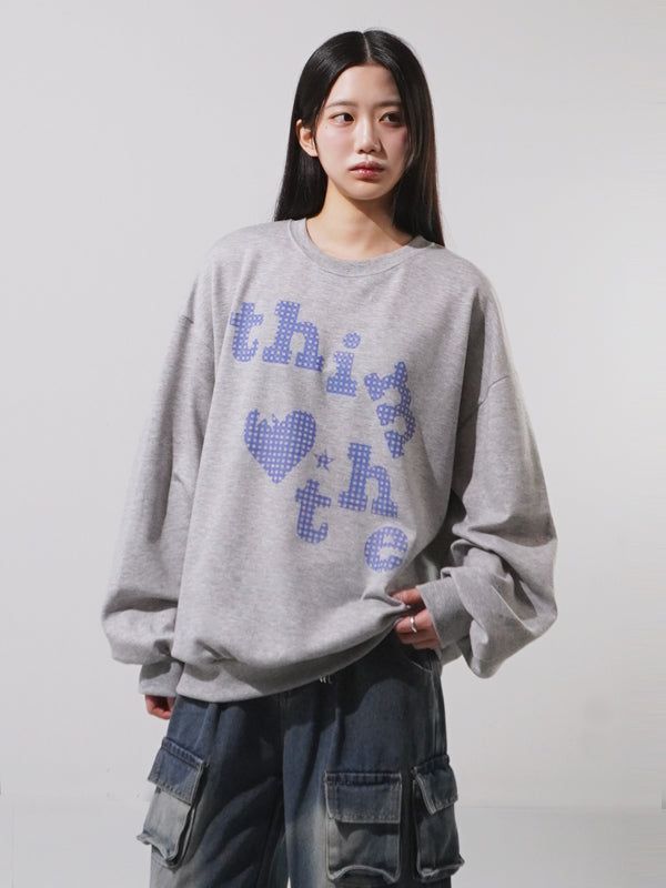 Checker Heart Overfit Sweatshirt