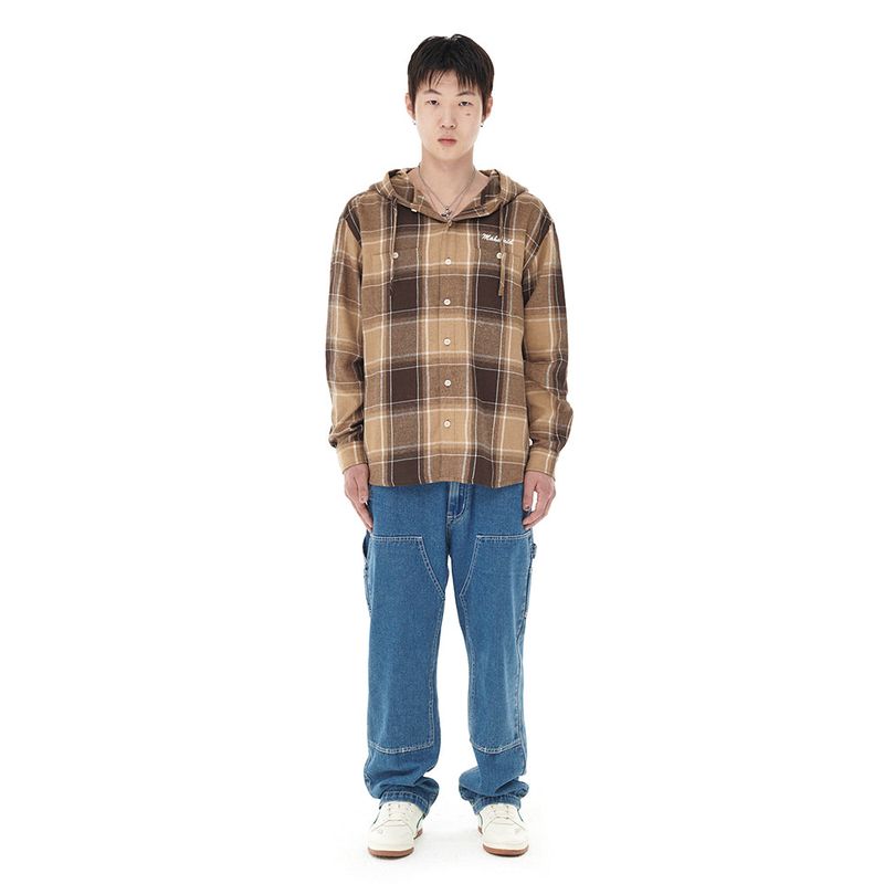 HOODED OMBRE CHECK SHIRT