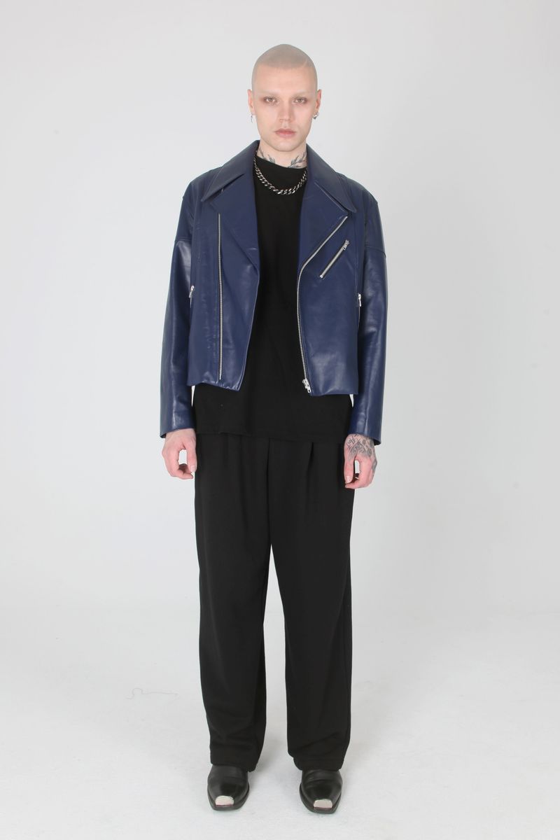 Midnight Blue Lamb Skin Rider Jacket