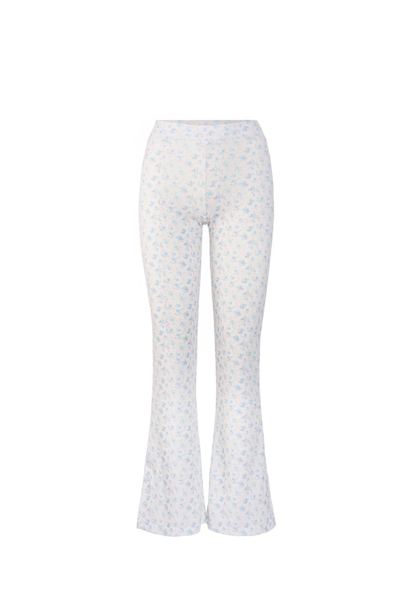 Flower Button bootcut pants (BLUE)
