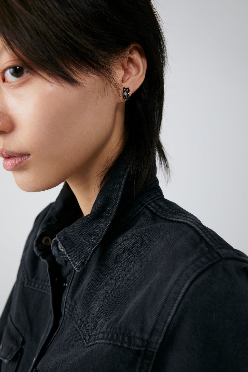 ETERNAL pearl earring(BLACK) -Single piece-