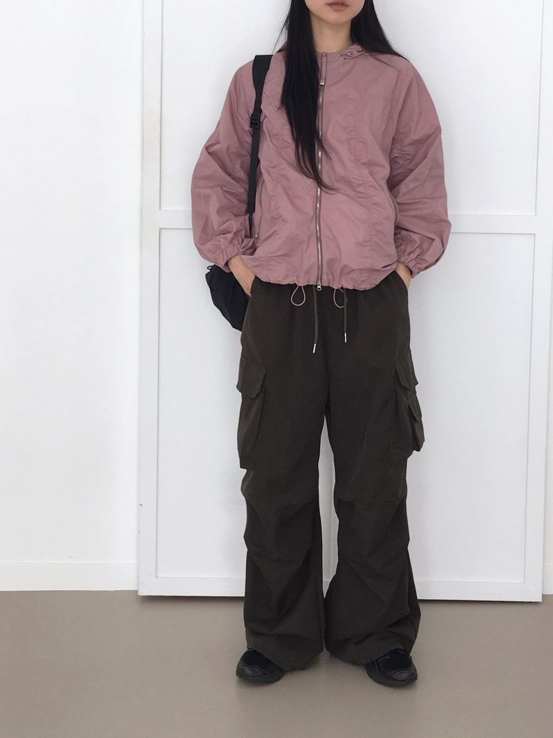 [BASIC/LONG] Adik Double Pocket Pintuck Cargo Two-Way Long Wide Jogger Pants