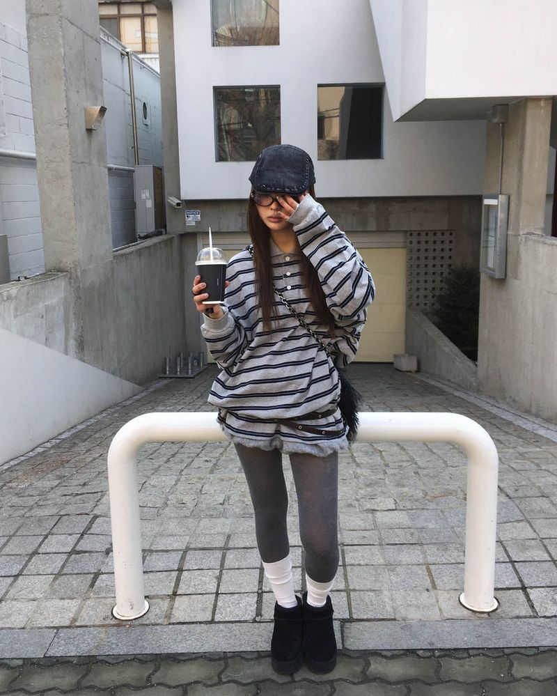 (Unisex) Stripe collar T