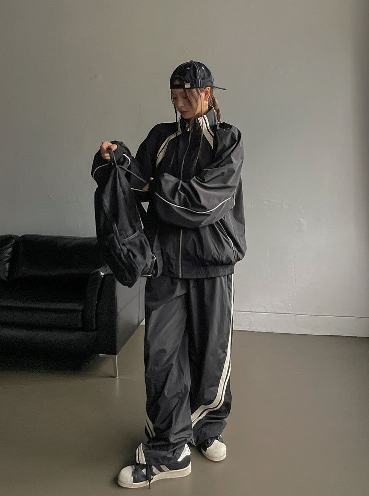 Stung Leather Track Balloon Zip-Up