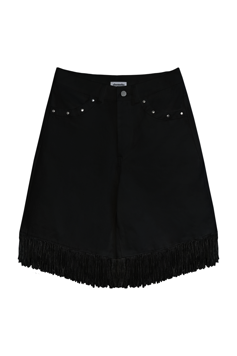 CHEMEHC（チェメッシ）の「STUD TASSEL HALF PANTS (BLACK)（Pants）」