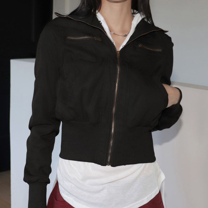 pelo zipper pocket slim cotton zip-up