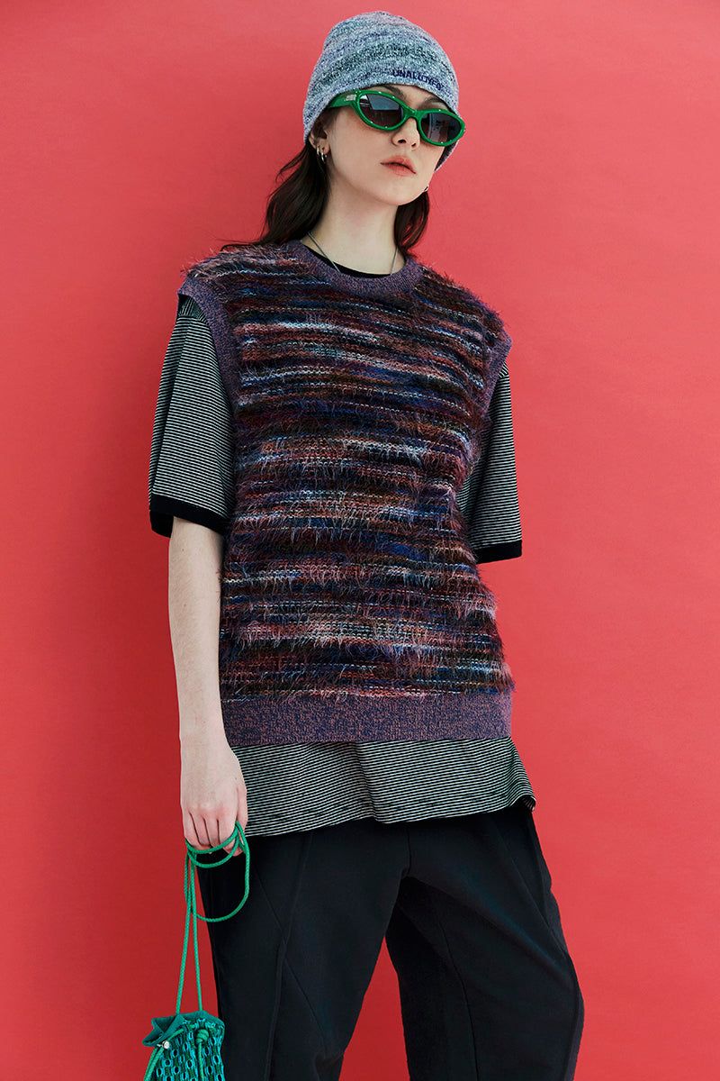 GRADATION STRIPE BEANIE / GREY