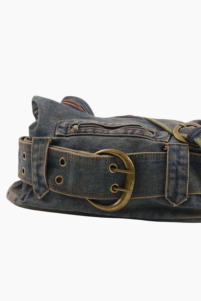 Moss denim belt bag