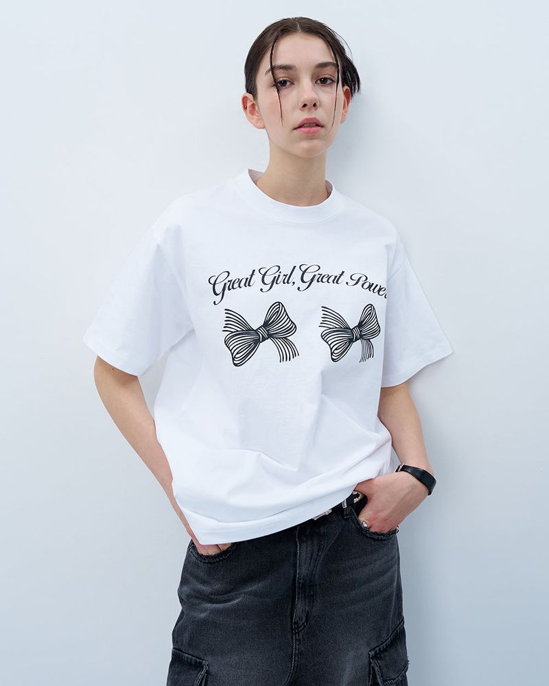 TWIN RIBBON TSHIRT-WHITE
